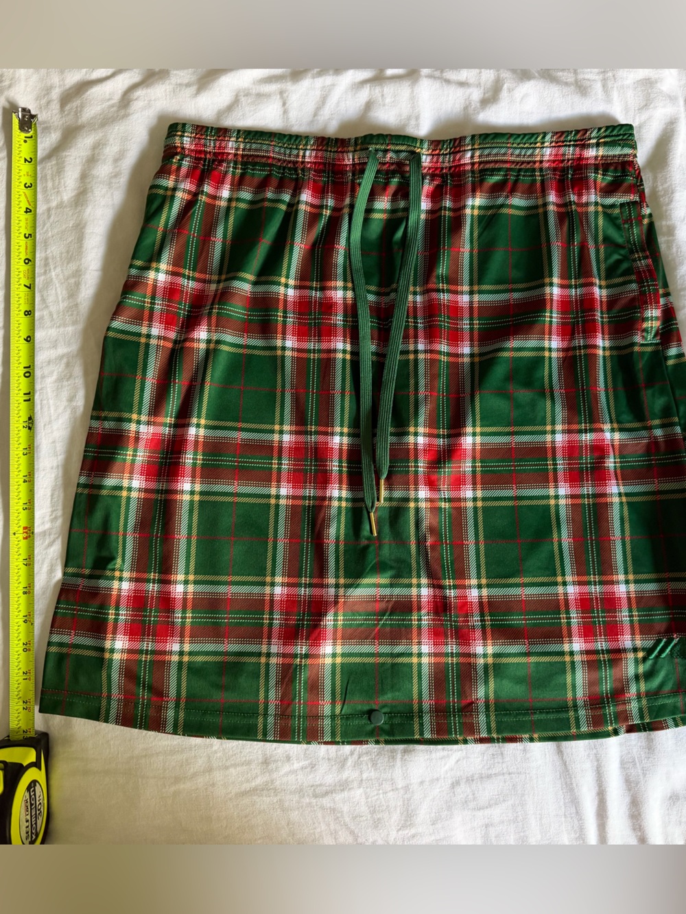 MOD Plaid Drawstring Midi Skirt in Green and Red